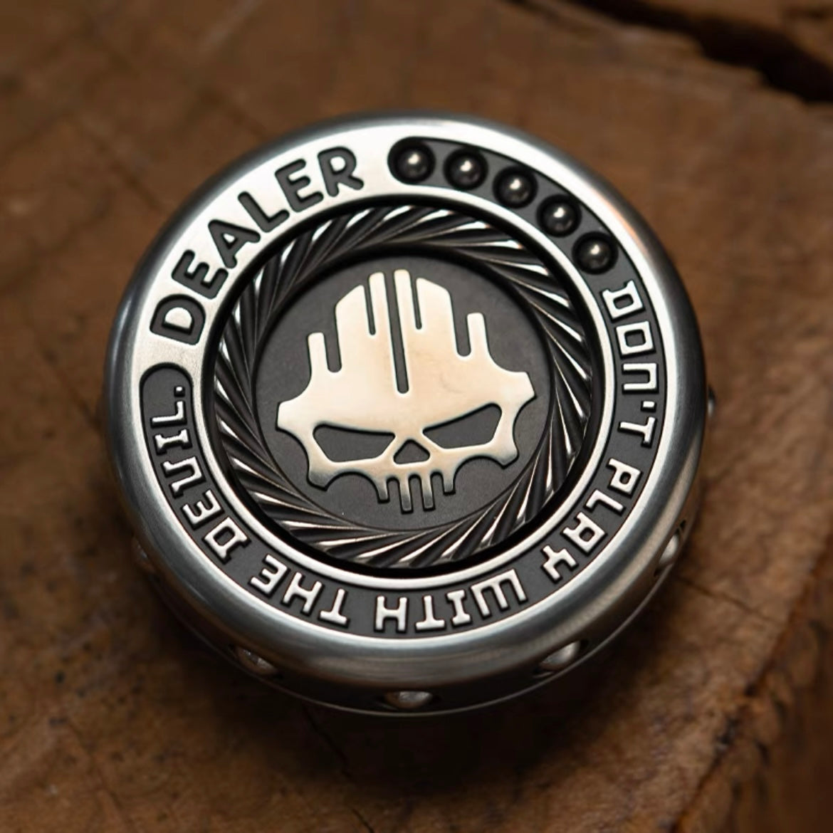 Lautie Mini Dealer Fidget Spinner, 2099 Series (Stainless Steel / Brass)